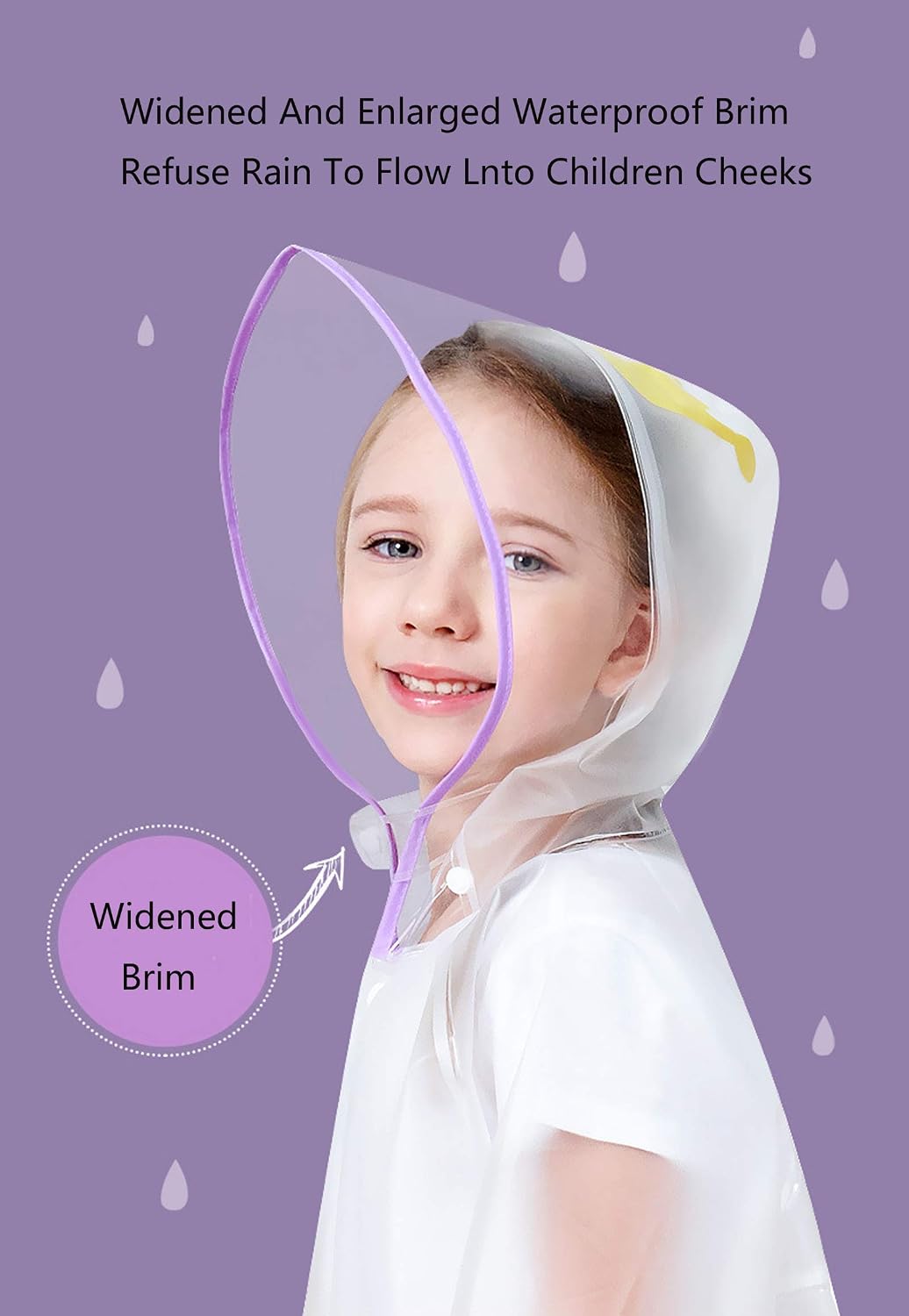 Poncho lluvia con capucha para niños impermeable