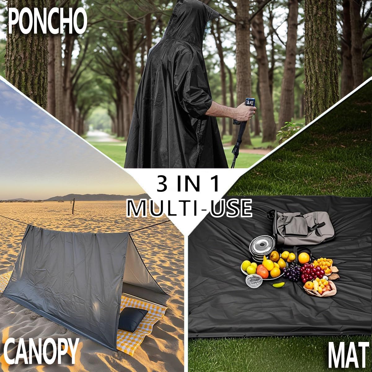 Poncho lluvia impermeable con capucha y bolsillo