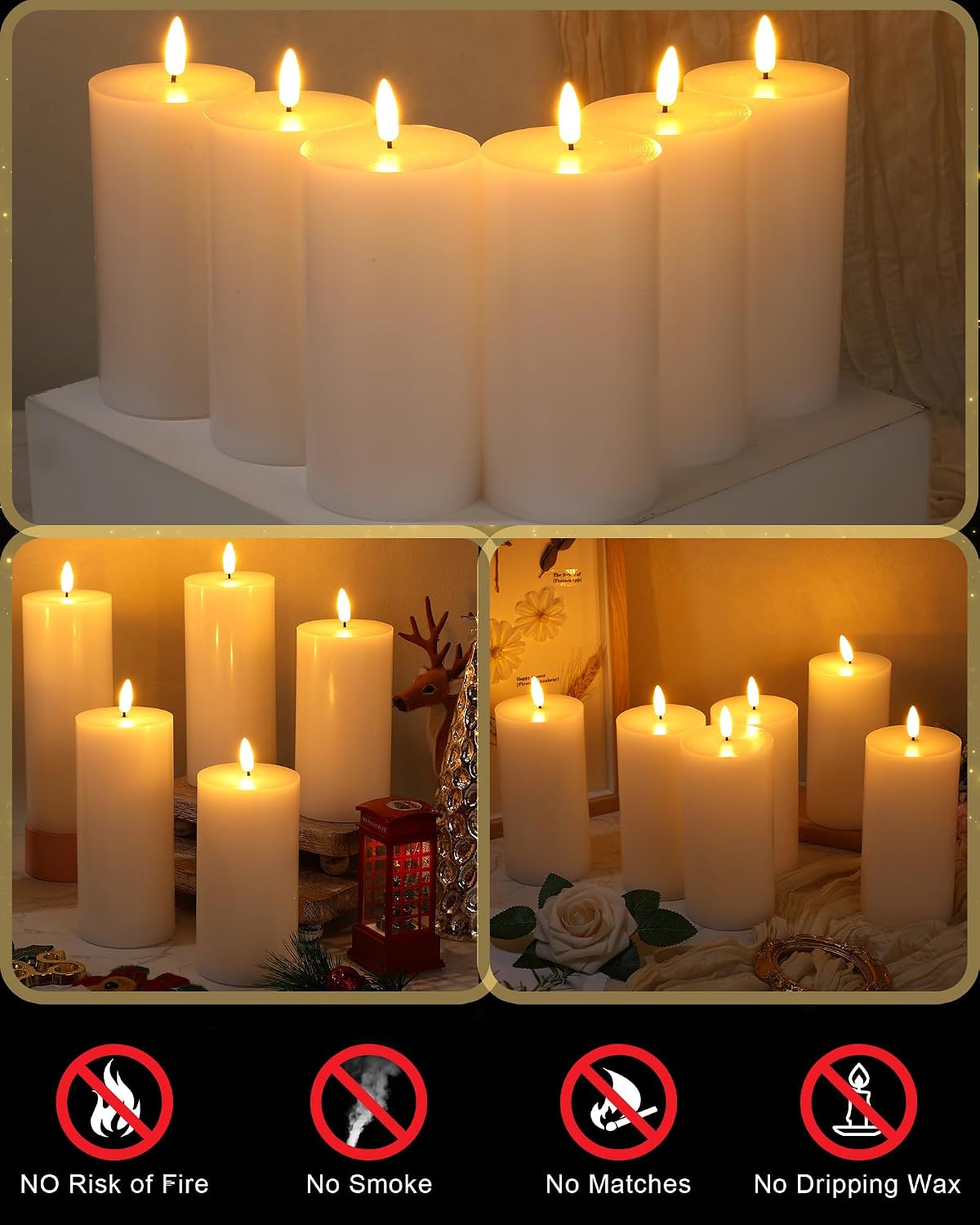 6 Velas LED Blancas Sin Llama Con Control Remoto