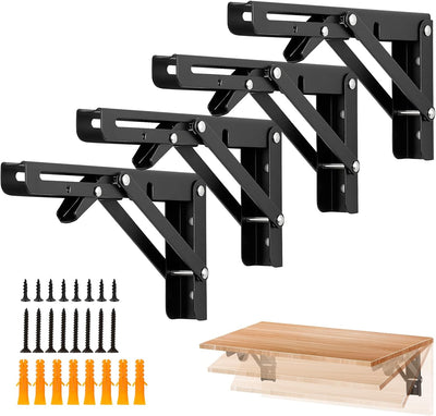 4 Soportes plegables 8pulg negro mate para mesas y bancos
