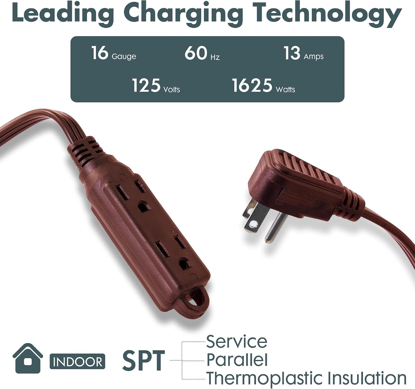 Cable extensión plano 3 tomas 16/3 SPT-3 13A marrón