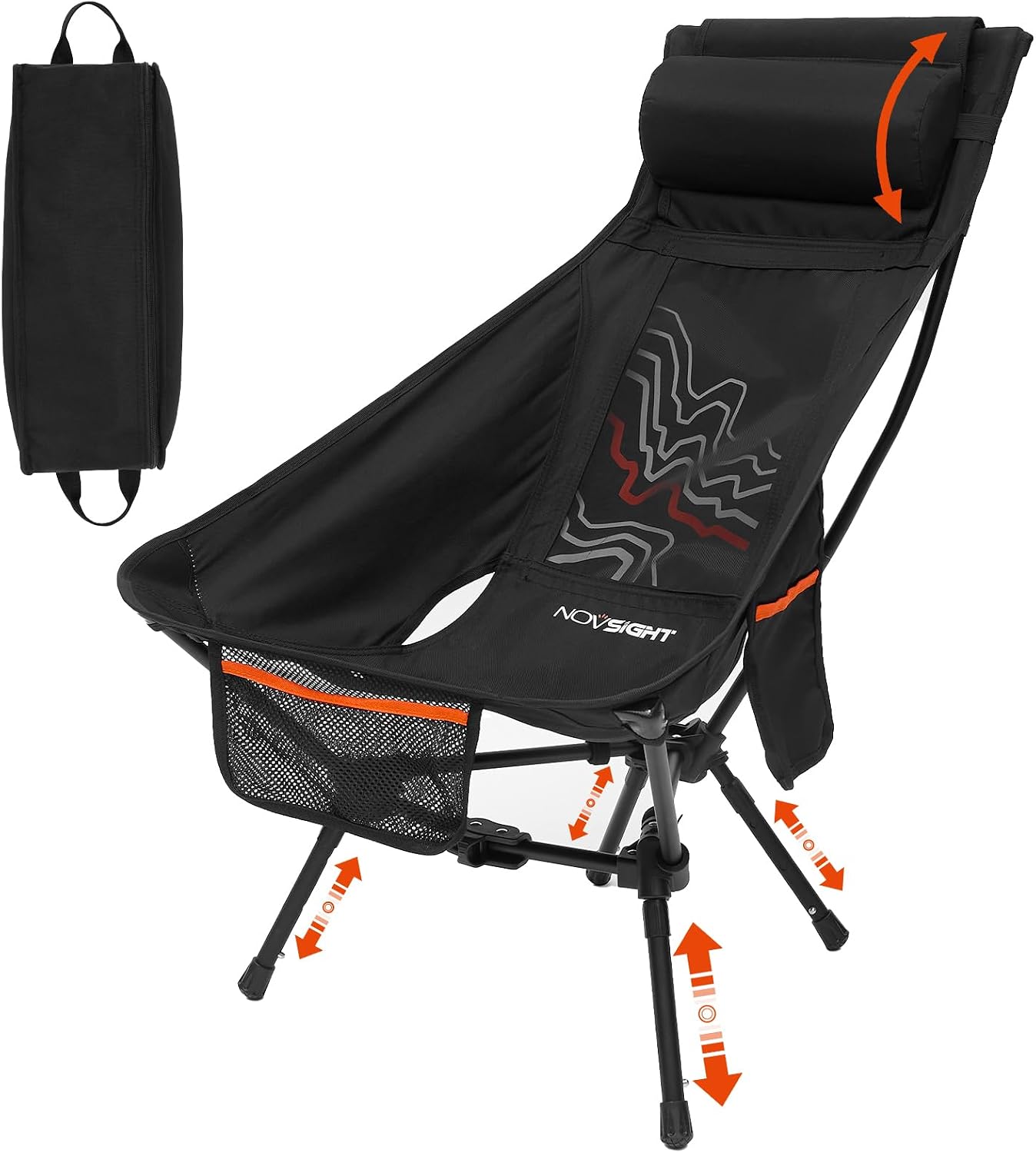 Silla camping alta aluminio ligero plegable malla