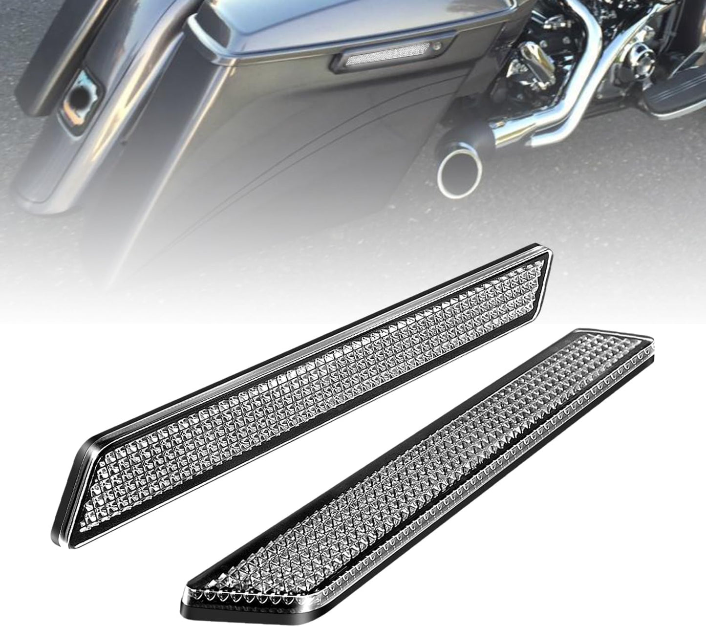 Insertos reflectantes transparentes para alforjas Harley