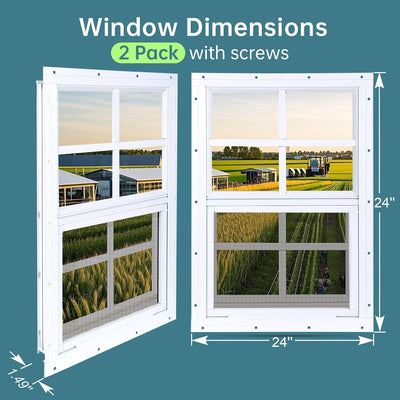 2 Ventanas Corredizas Cobertizo 24x24pulg Vidrio Templado