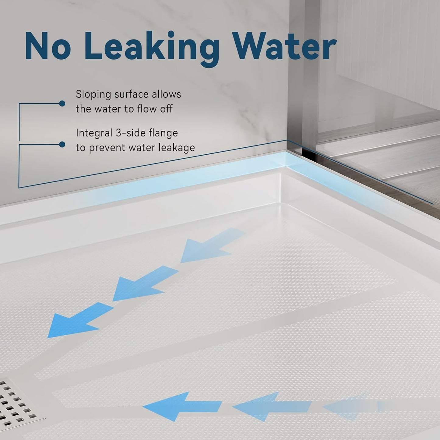 Base ducha rectangular 48x36pulg blanco acero inox