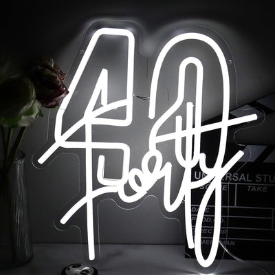 Letrero neón blanco 40 años luz LED para boda aniversario