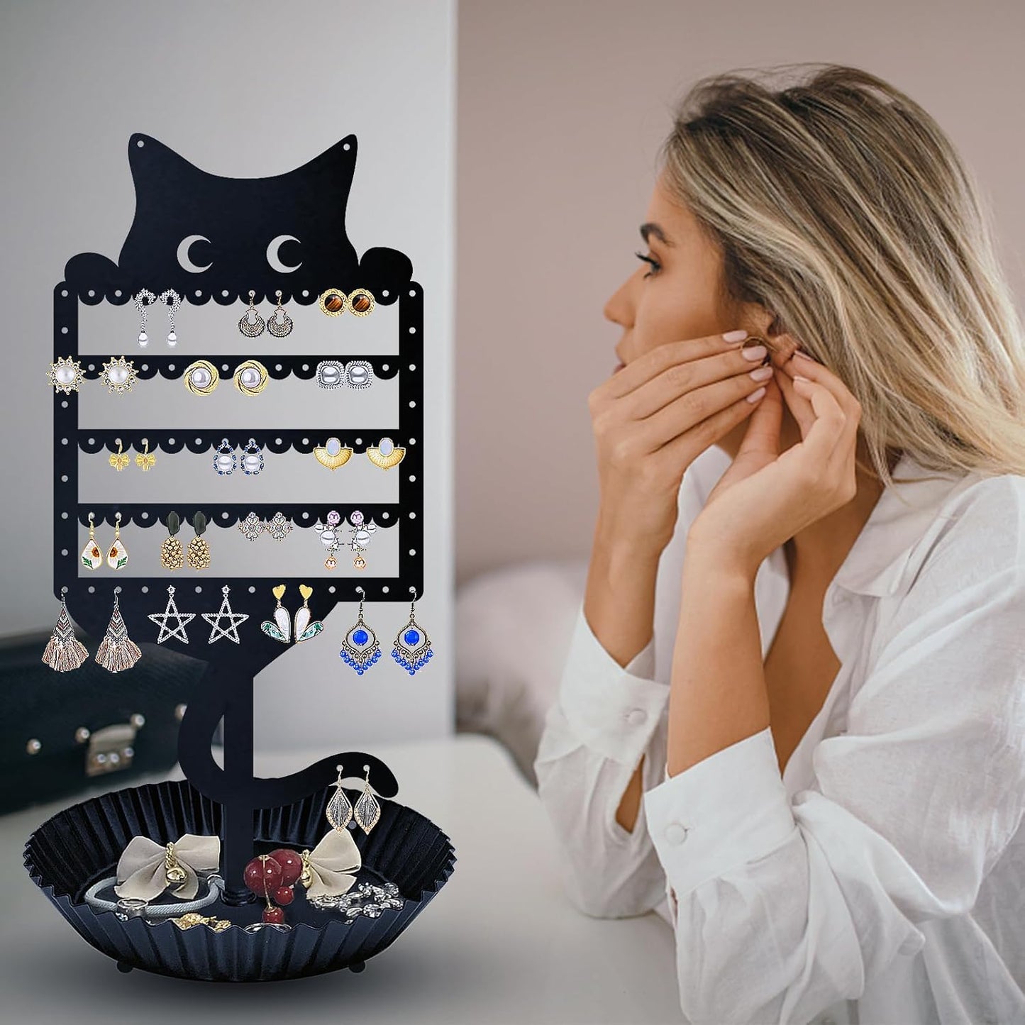Soporte colgante para pendientes y aretes árbol de gato