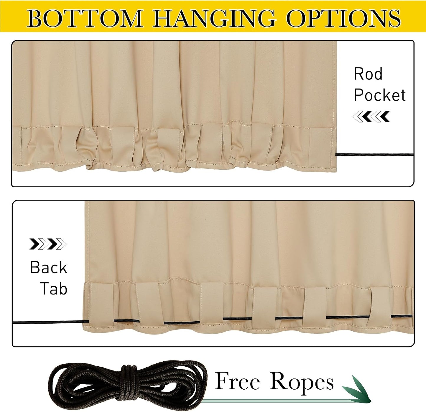 2 Cortinas exteriores impermeables con bolsillo y pestaña