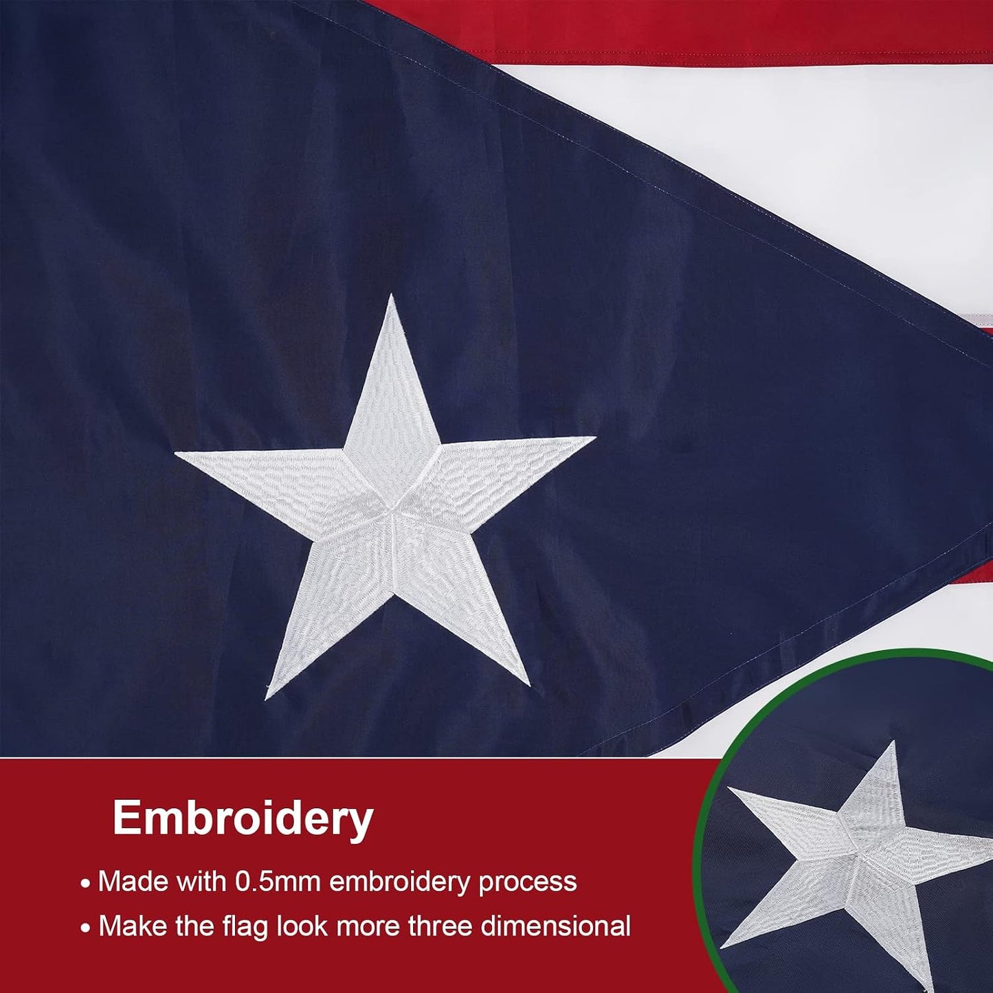 Bandera Puerto Rico 6x10ft estrella bordada rayas doble