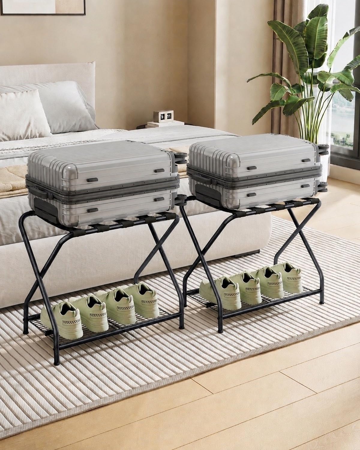 Portaequipajes 2 Pzas plegable metal con estante