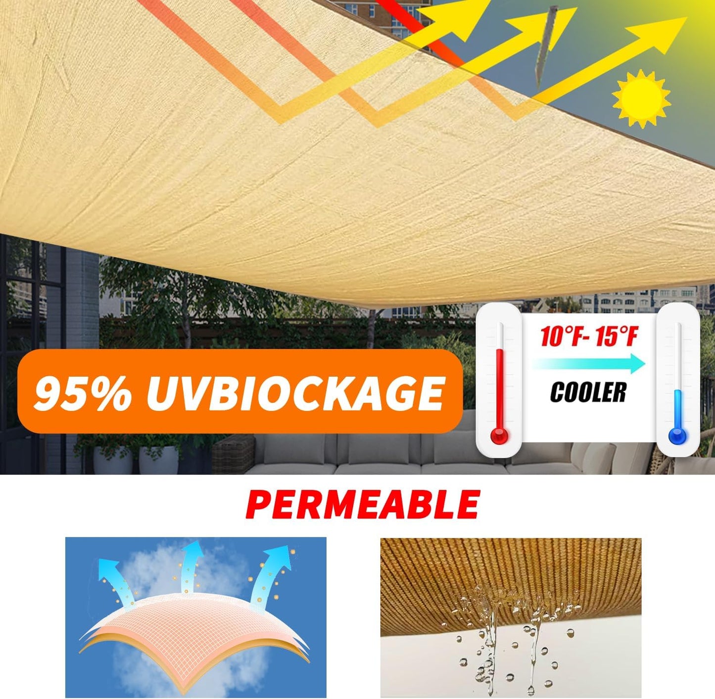 Toldo parasol curvado 8x12ft color turquesa para patio terraza