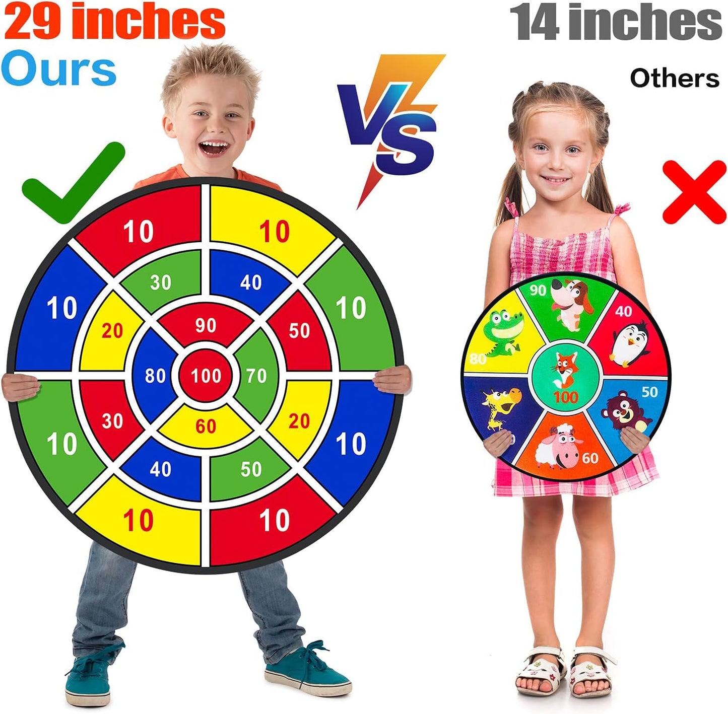 Tablero dardos 29pulg para niños con bolas adhesivas