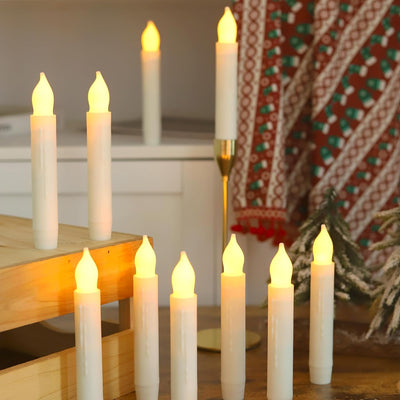 Velas LED cónicas blancas 12 pzas 6pulg para Navidad Halloween