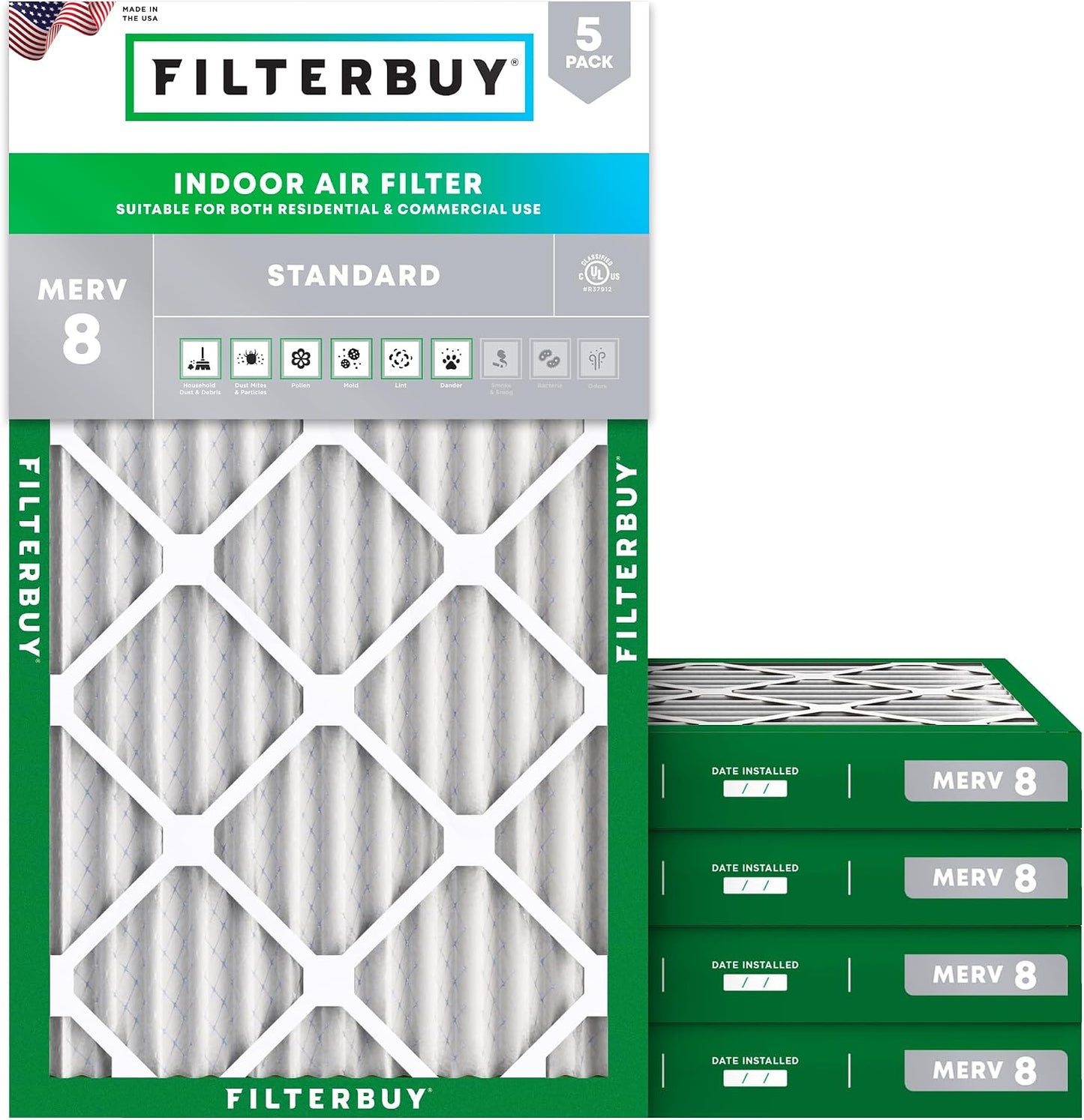 Filtro aire HVAC MERV 8 plisado 12x24pulg pack 5