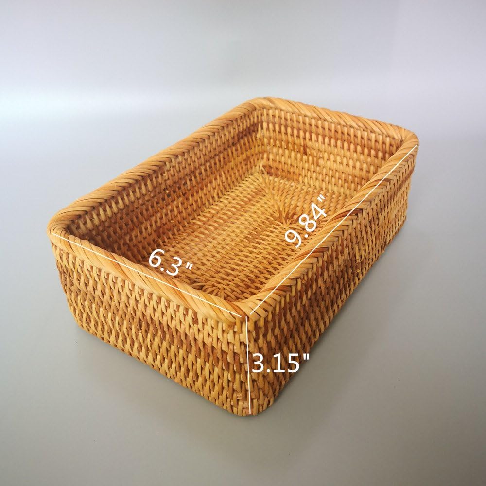 Cesta mimbre rectangular para servir y organizar