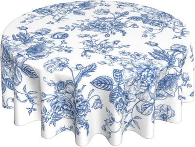 Mantel Floral Azul Vintage 60pulg Mesa Rustica Decor