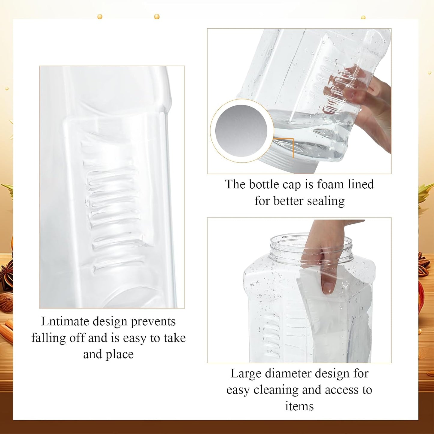 3 Tarros Plástico Transparente 1gal Tapa Blanca