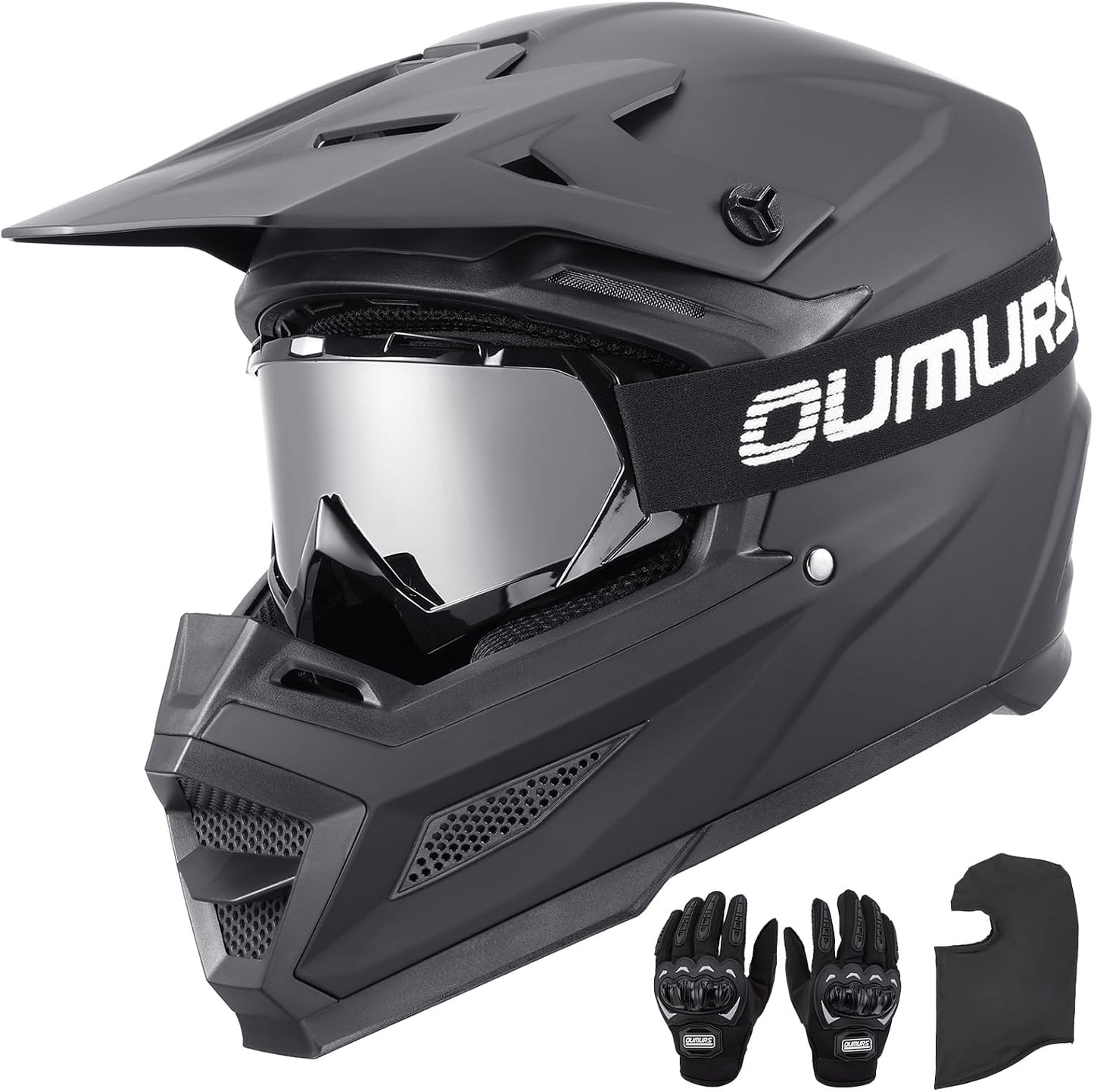 Casco motocross unisex con gafas visera solar