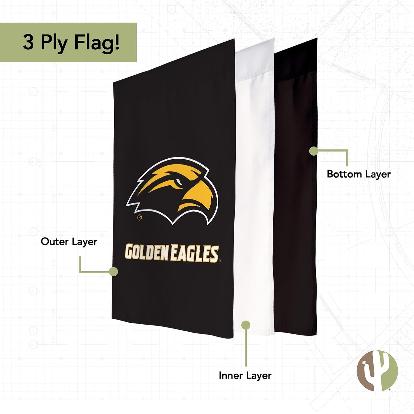 Bandera jardín USM Golden Eagles 100% poliéster