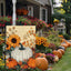 Bandera jardín calabaza otoño 12x18pulg arpillera doble cara