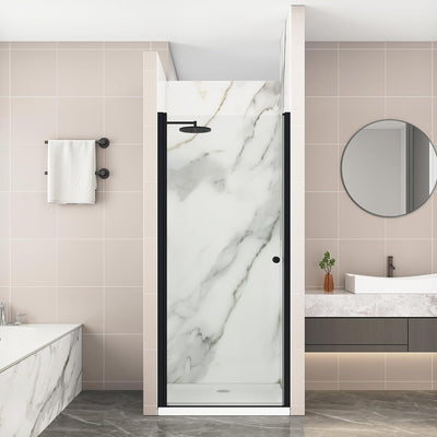 Puerta ducha pivotante 28-30pulg x72pulg vidrio templado negro