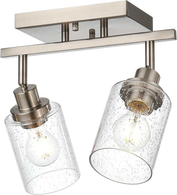 Luz de pared con foco y sombra vidrio sembrado níquel