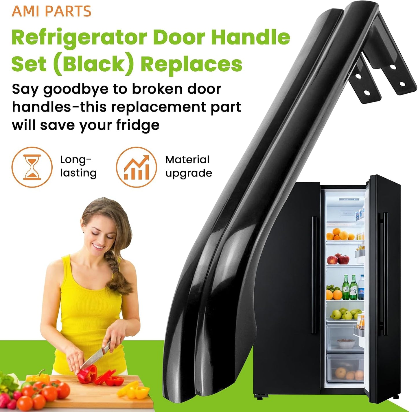 Set manijas puerta frigorífico negro repuesto