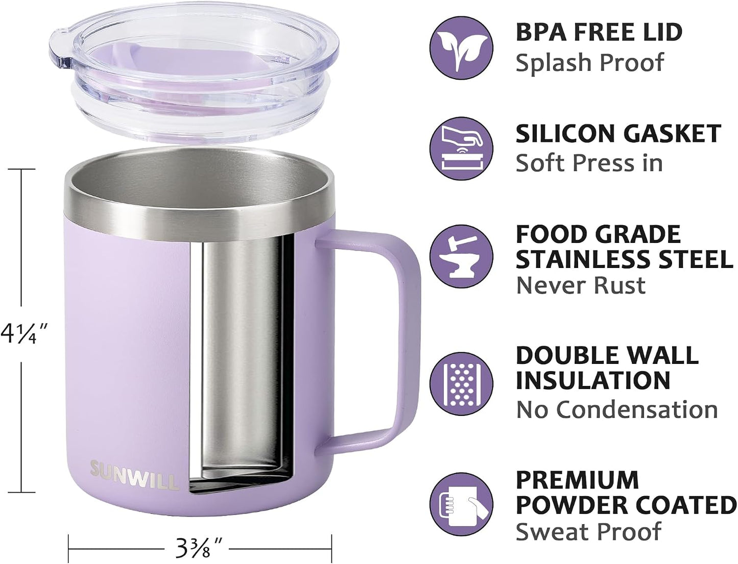 Taza café viaje acero inox 14oz aislamiento color orquídea