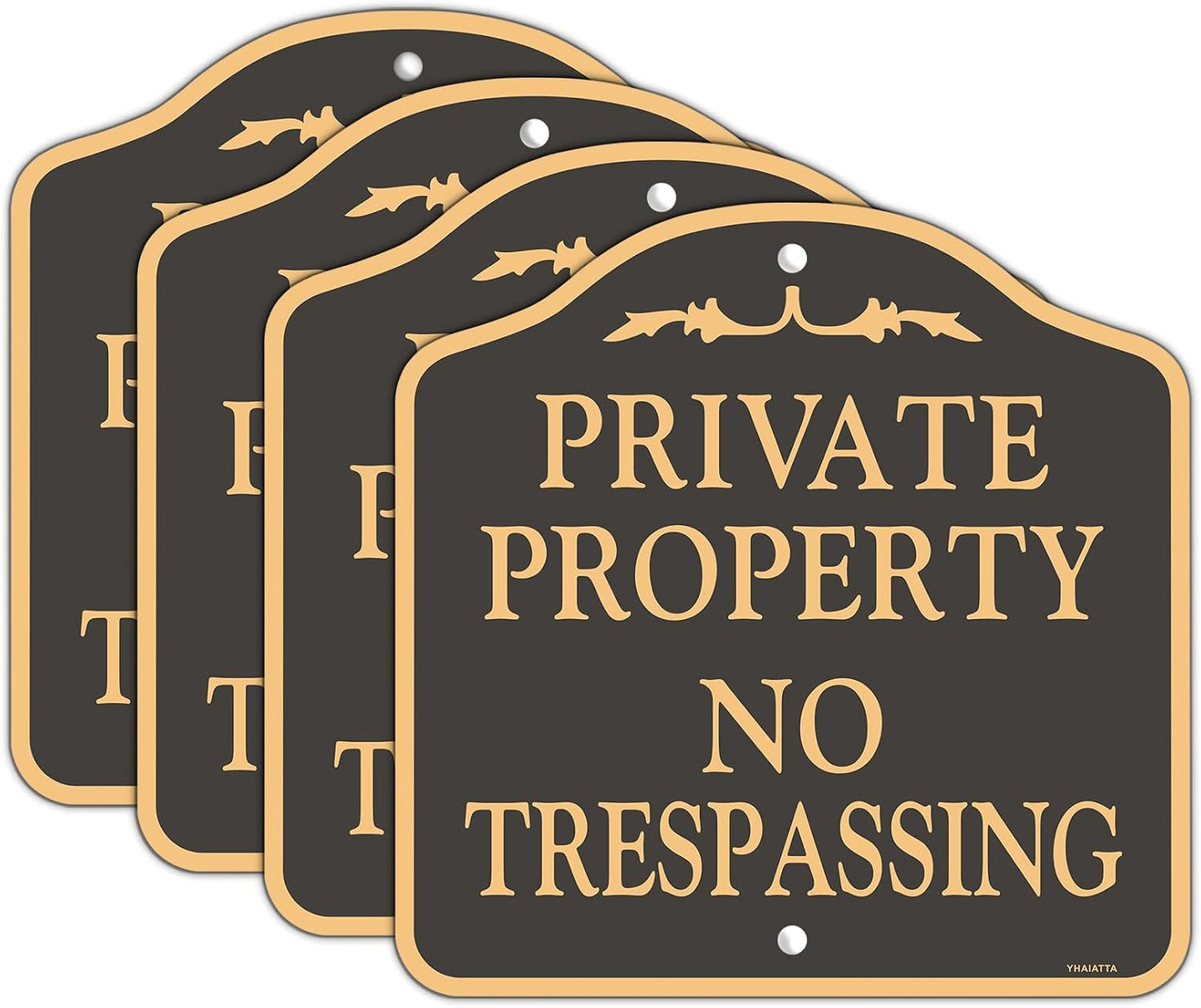 Señales No Trespassing 12x12pulg metal 4 Pzas negro