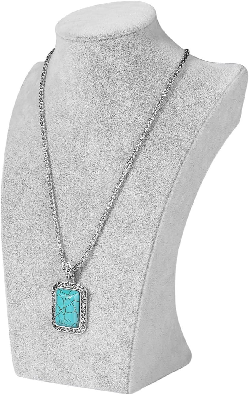 Soporte terciopelo gris 10" para collares y gargantillas