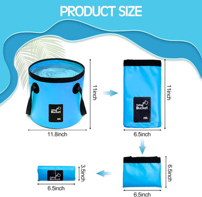 8 Cubo plegable 5gal 20L con asa para campamento playa