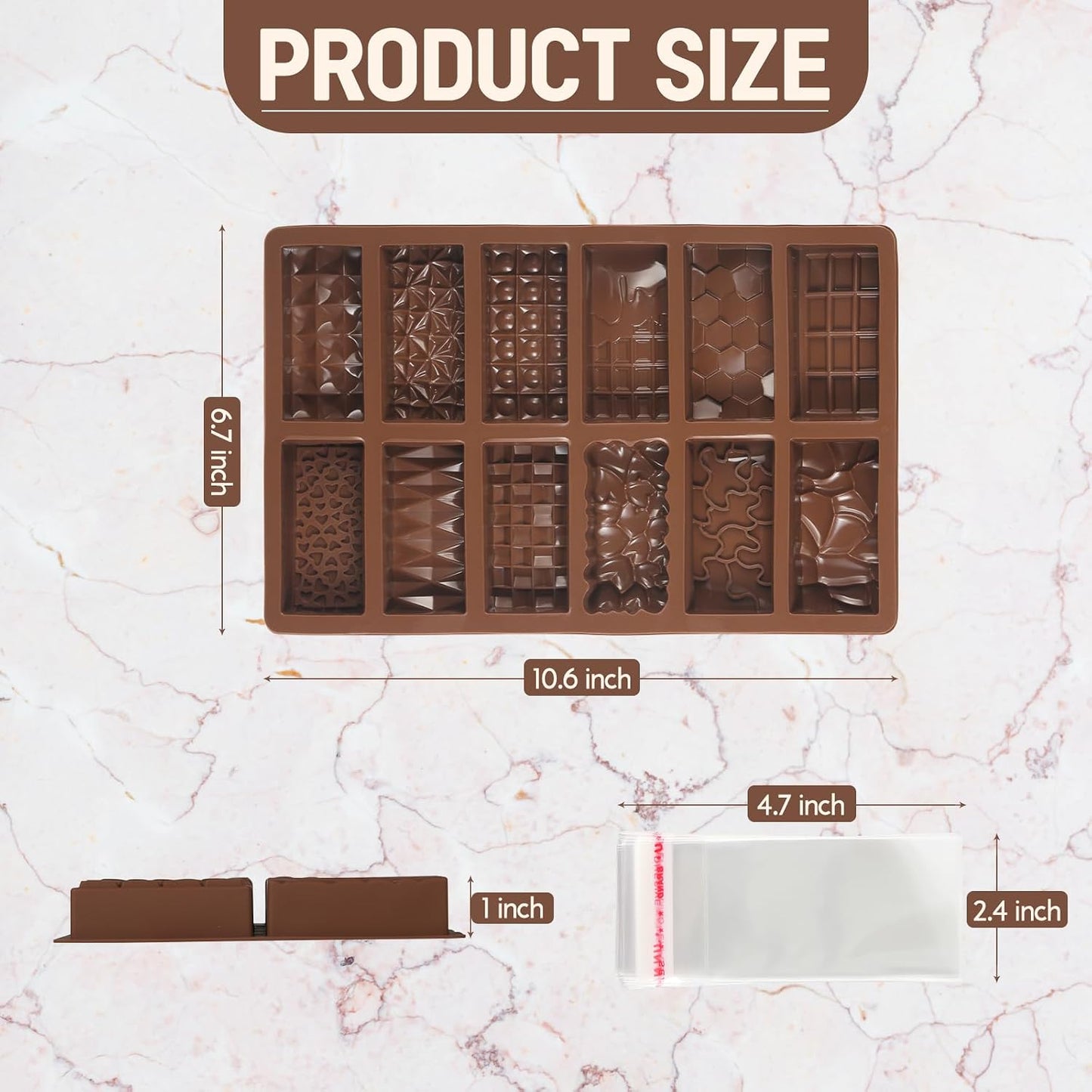 Moldes Chocolate 12en1 Silicona 1pulg 100pzas