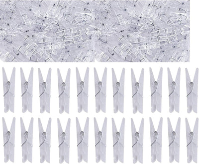 100 Mini Clips Plástico Transparente para Ropa y Luces de Hadas