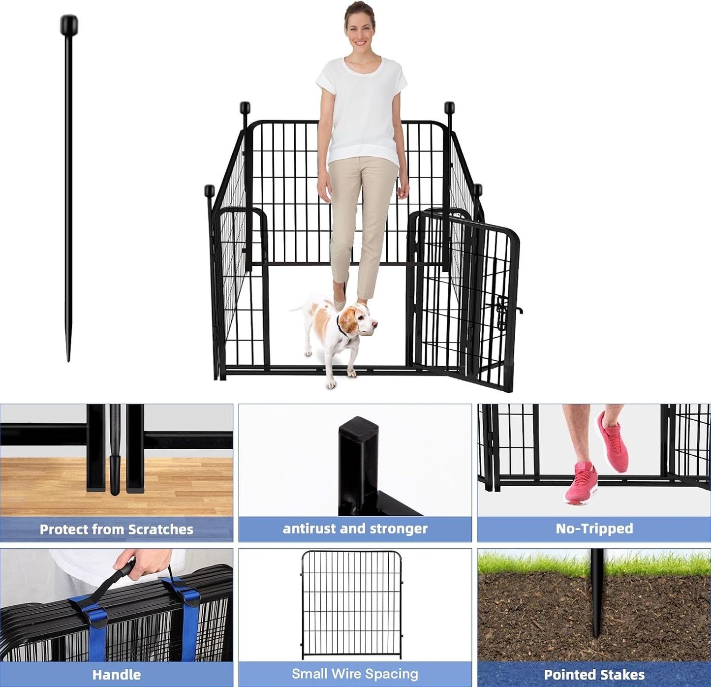 Cerca jardín 32" puerta perros metal resistente
