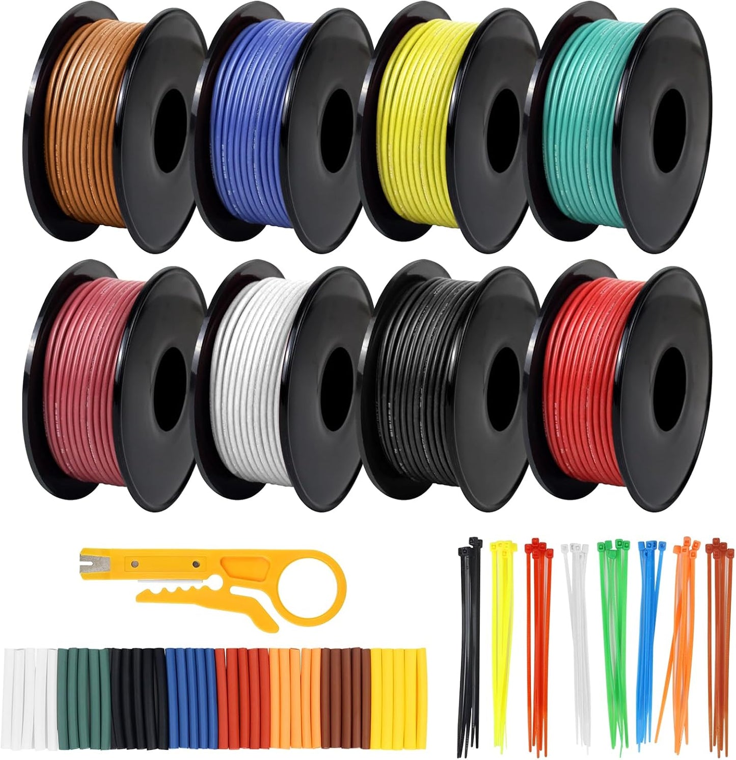 Bobina alambre trenzado 24 AWG 16.5ft 8 colores