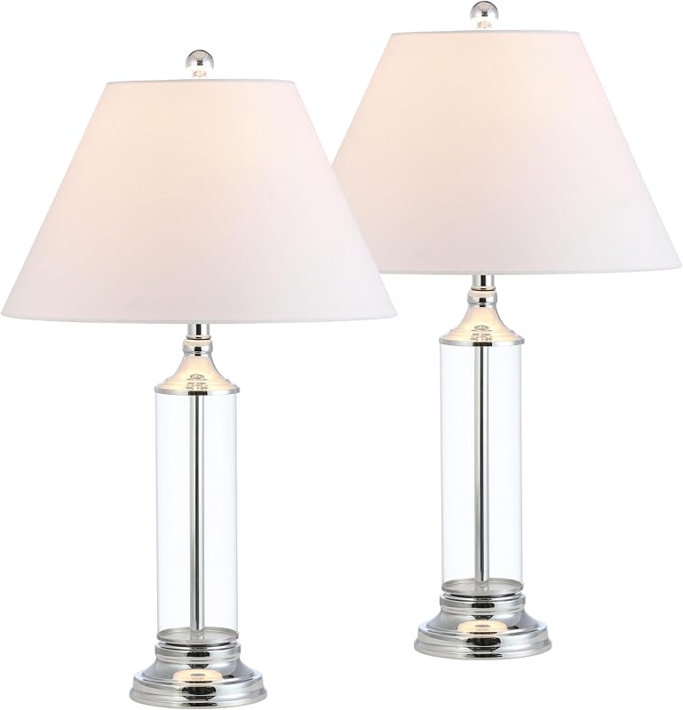 2 Lámparas Mesa LED Cristal Transparente Cromado 29"