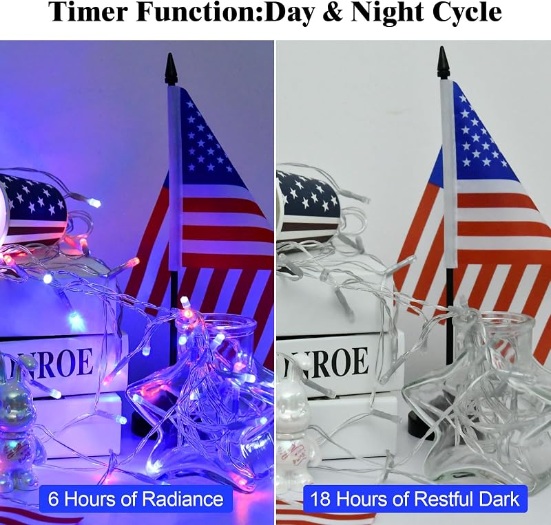 Luces 4 de Julio con temporizador 9.8pies 30led impermeables