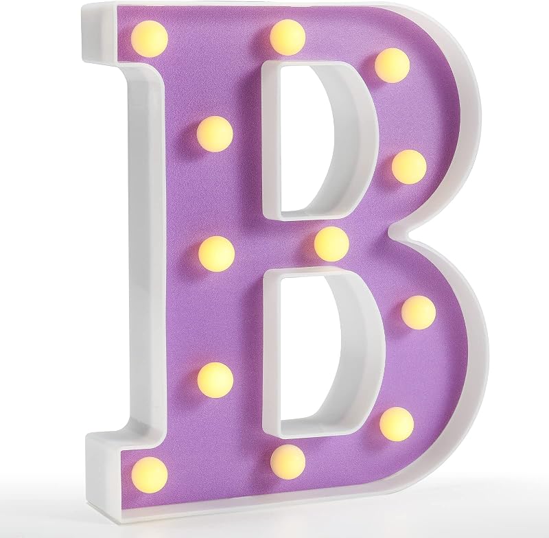 Letra B morada con luces LED para bares y eventos