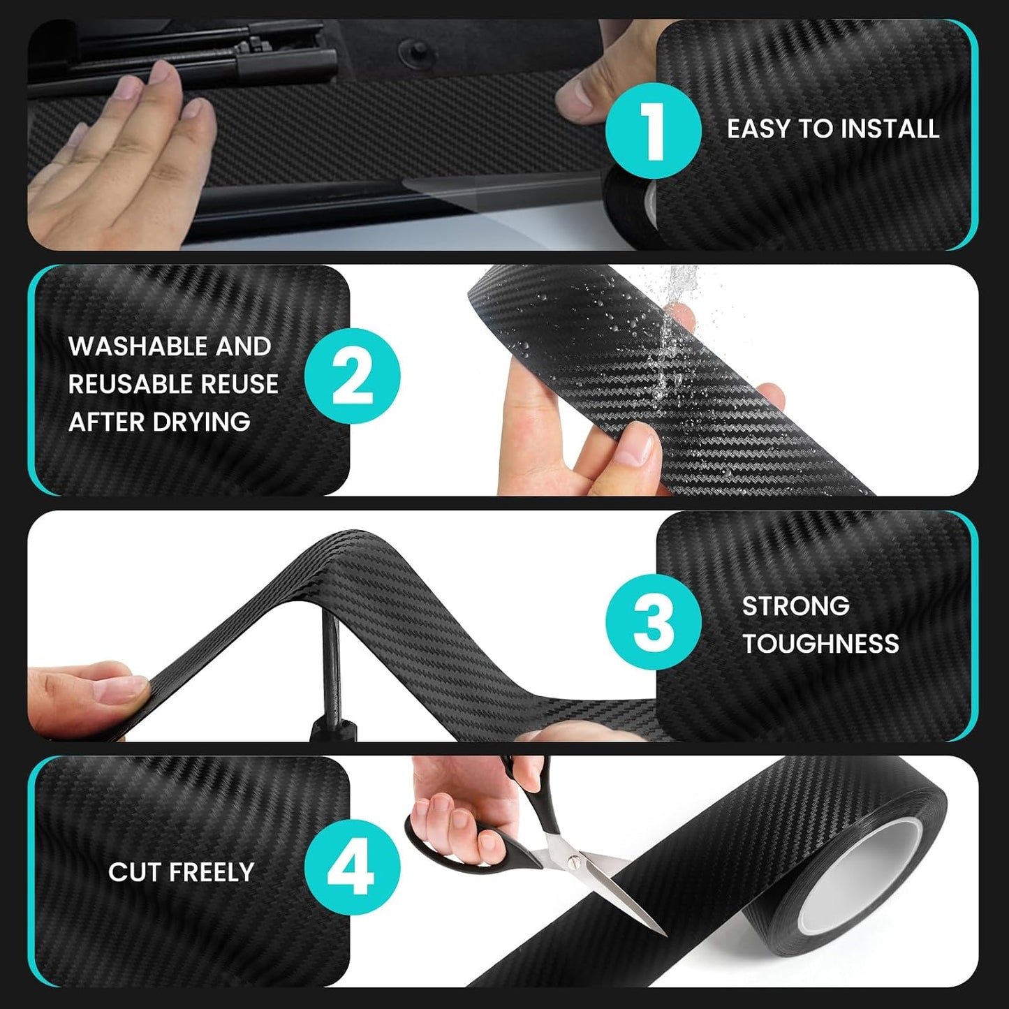 Envoltura fibra carbono negra protector umbral puerta 5d