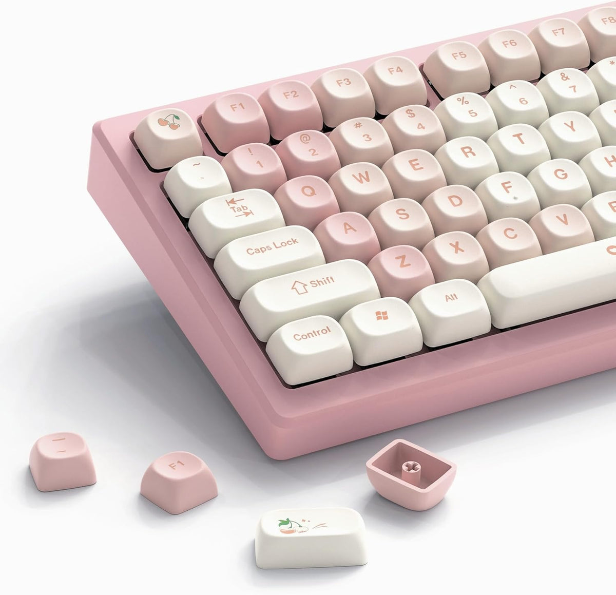 Teclas PBT Cherry MX personalizadas rosa para teclados mecánicos