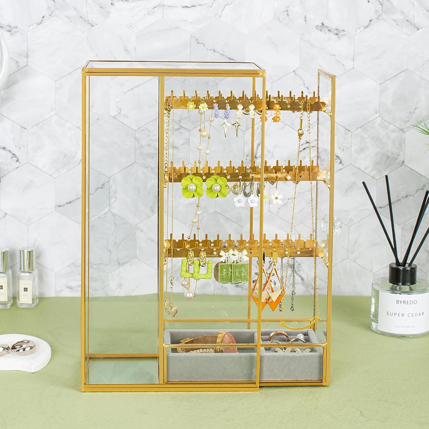 Organiz. joyas con gancho para aretes y collares