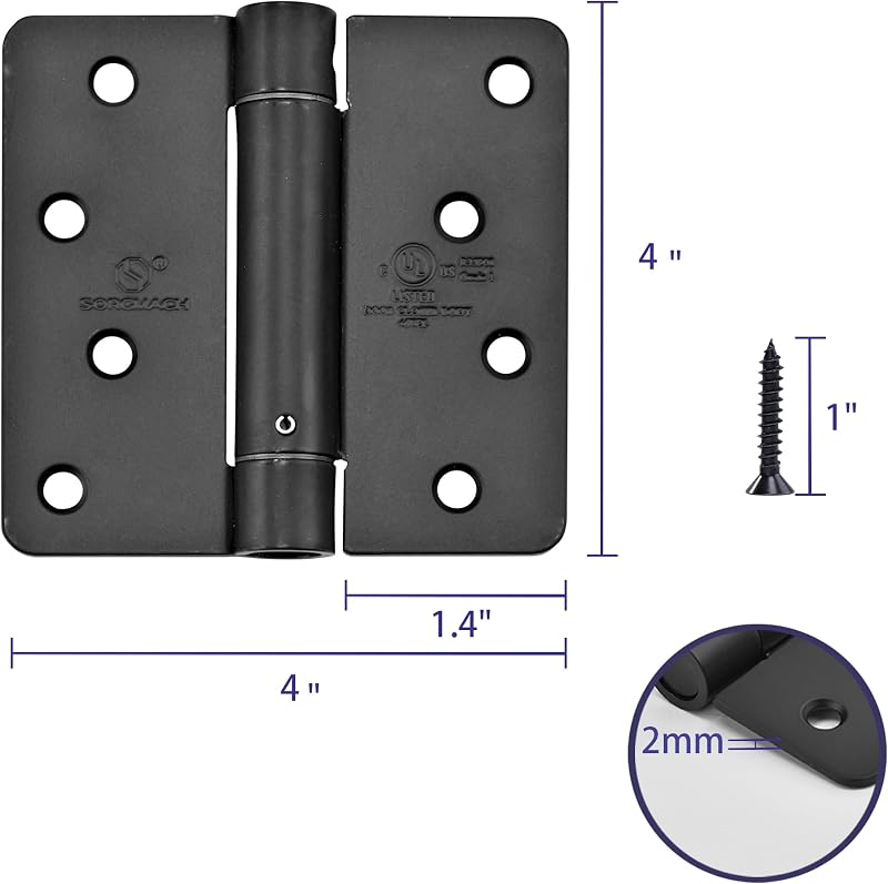 3 Pzas Bisagras Cierre Automático 4x4pulg Negro Mate