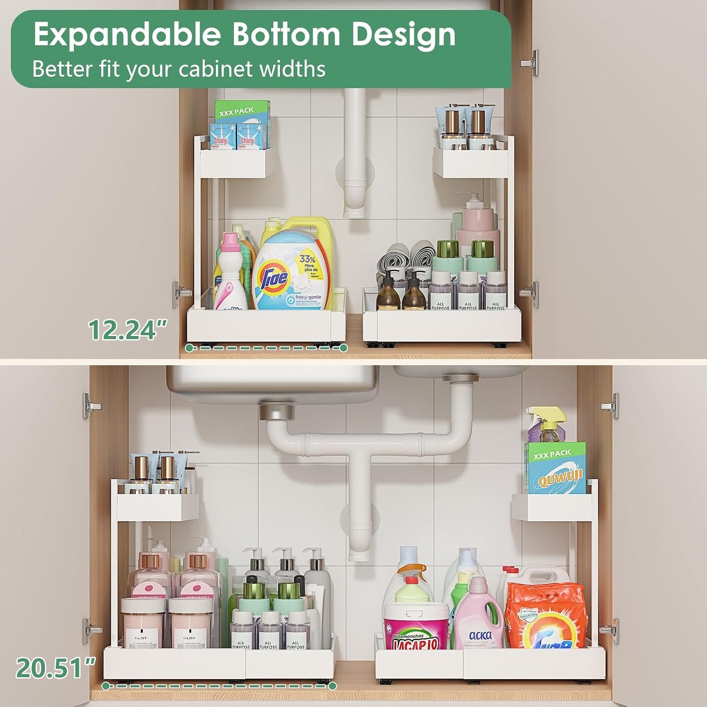 Organiz. cocina baño lavandería 2 niveles ajustable blanco