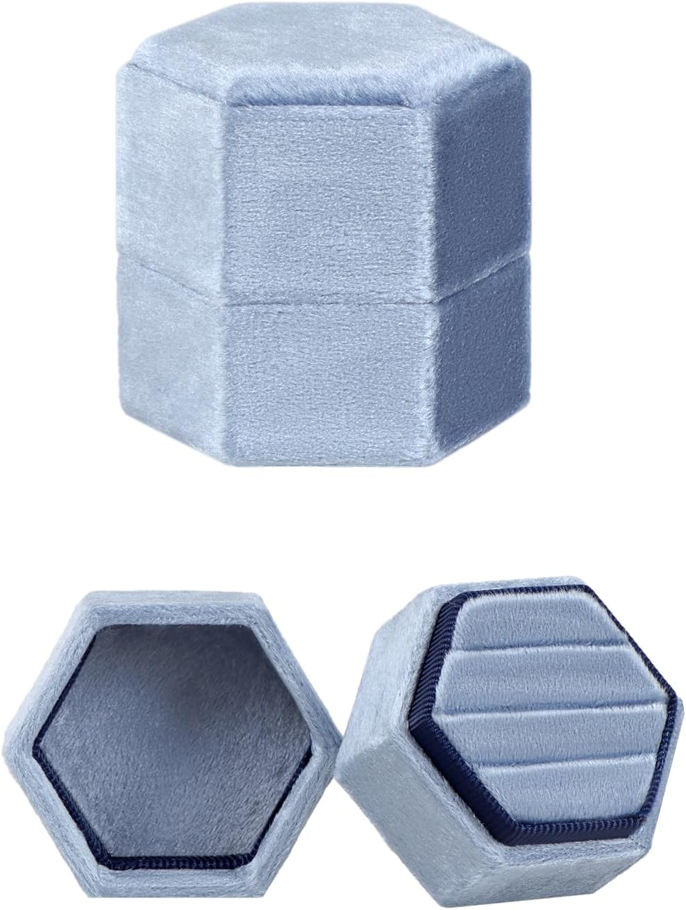 Caja terciopelo anillos 3 ranuras para boda y recuerdo