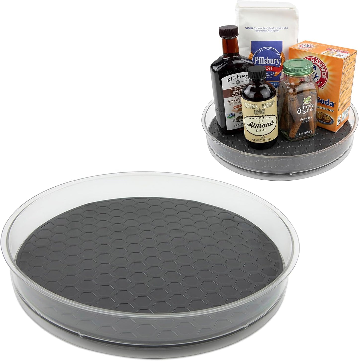 Organiz. mediano Lazy Susan 9.5" gris cocina