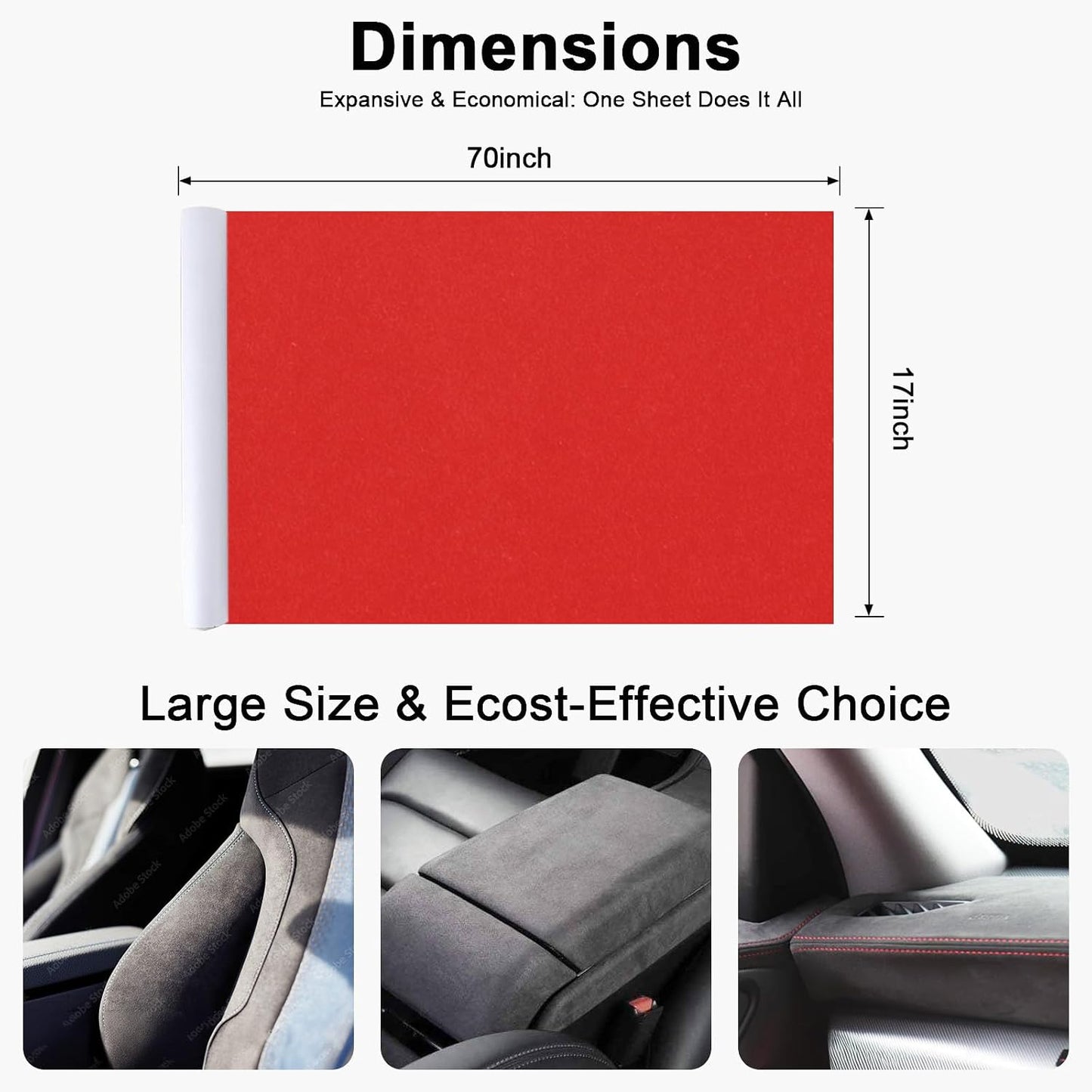 Envoltura gamuza roja autoadhesiva 17x70" interior auto