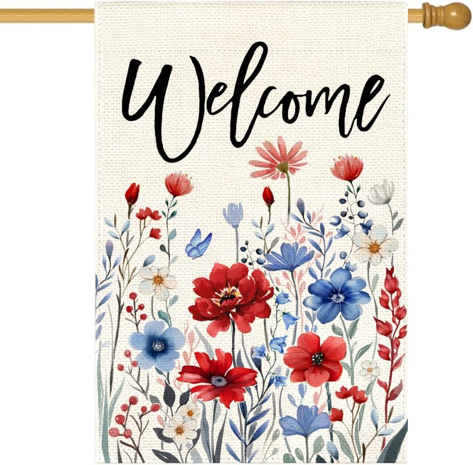 Bandera patriótica 28x40pulg doble cara rojo blanco azul