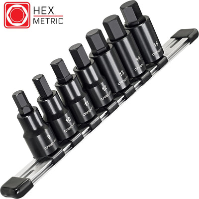 Set 7 Pzas Llaves Impacto Hex Métricas 1/2" Acero S2