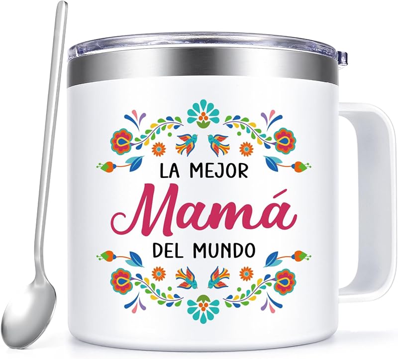 Taza café acero inox 14oz blanco regalo mamá