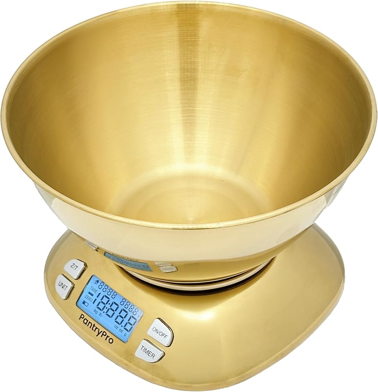 Báscula cocina acero inox dorado 12lb LCD gramos